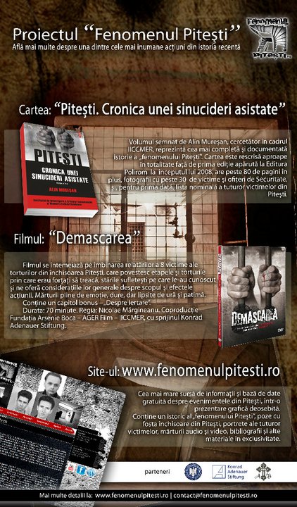 FILMUL DOCUMENTAR <i>“DEMASCAREA”</i> cu marturii despre fenomenul de reeducare de la Pitesti este disponibil pe DVD, de la FUNDATIA ARSENIE BOCA