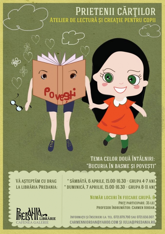 <i>“Prietenii cartilor”</i> la libraria Predania: ATELIER DE LECTURA SI CREATIE PENTRU COPII