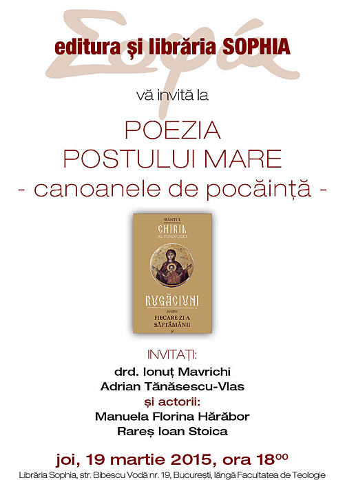 POEZIA POSTULUI MARE – <i>canoanele de pocainta</i>