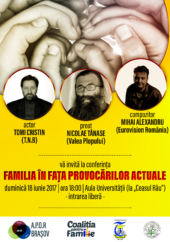 Conferință APOR BRAȘOV, 18 iunie: <i>„Familia în fața provocărilor actuale”</i>