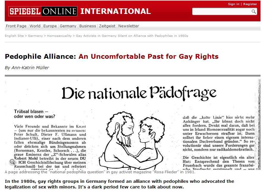 Der Spiegel despre ALIANTA ISTORICA DINTRE GRUPARILE PRO-HOMOSEXUALITATE SI PRO-PEDOFILIE/ <b>Esti crestin? Te arestam! Esti crestin? Te reeducam! REPRIMAREA LIBERTATII RELIGIOASE, o realitate care ne priveste si pe noi</b>