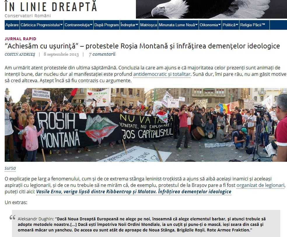 Site-ul neoliberal IN LINIE DREAPTA manipuleaza josnic si grosier cu privire la orientarea Razboi intru Cuvant