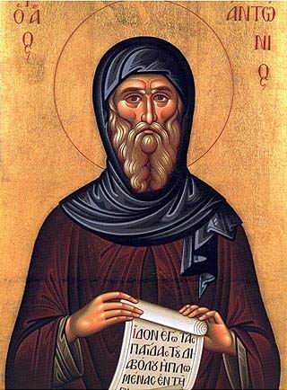 922b.+Hermit+Anchorite+St+Anthony+Great+Egypt+251+Orthodox+Icon