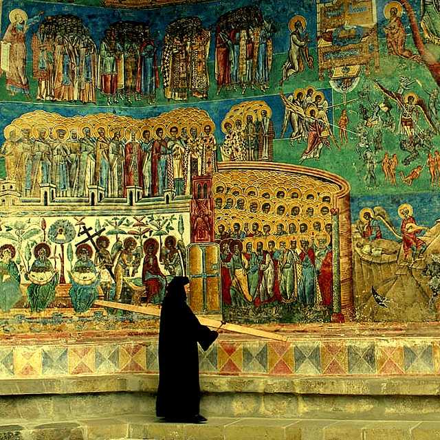 Voronetz Monestary, Romania - nun calling for prayer